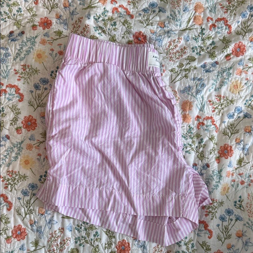 American Eagle Outfitters Pink and White Striped High-Low Ruffle Skirt